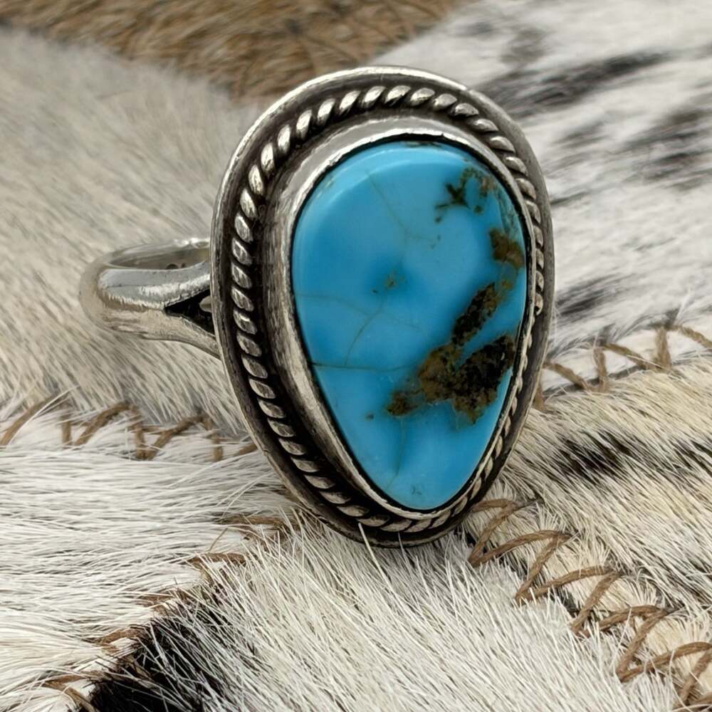 Native American Sterling Silver Turquoise Women’s Ring Western Size 6.5 Signed